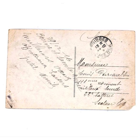 French Bonne Annee Meadow Holly Winter Scene New Year's Postcard 1929 - Picture 2 of 2